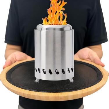 Imagem de Tapete de lareira de mesa e kit de bandeja para fogão solo mesa XL, bandeja de bambu com tapete resistente ao calor para proteger superfícies de bancada e mesa