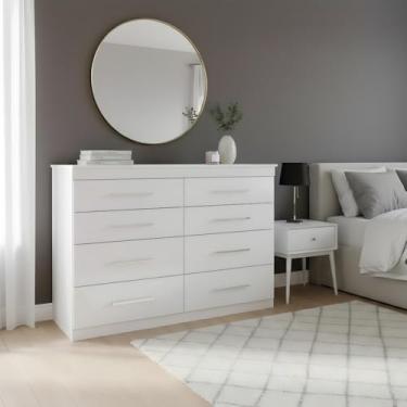 Imagem de Cômoda Grande para Quarto 8 Gavetas Madeirada - Branco