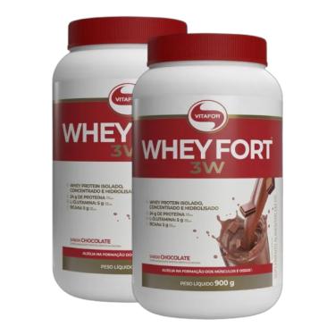 Imagem de Kit 2X: Whey Fort 3W Chocolate Vitafor 900g