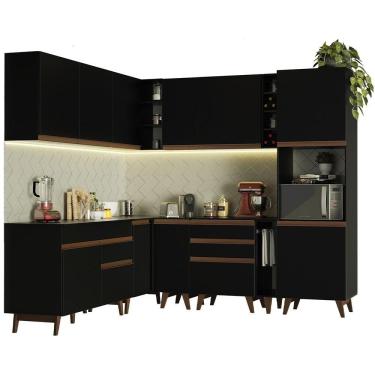 Imagem de Cozinha Completa Canto Madesa Reims Armário e Balcão Preto