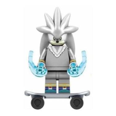 Imagem de Boneco Blocos De Montar Silver Skate Sonic The Hedgehog
