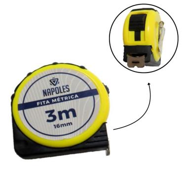 Imagem de Trena  3 metros profissional emborrachada com trava fita de aço Suporte para Cinto Alta Precisão