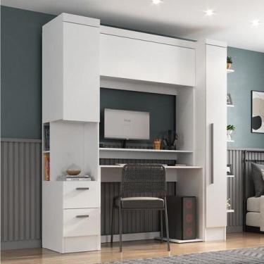 Imagem de Escrivaninha Mesa Escritório com Armário 3 Portas 2 Gavetas Modulado V