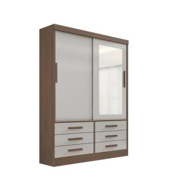 Imagem de Guarda Roupa Casal Meridian com Espelho 2 Portas 6 Gavetas sem pés - D
