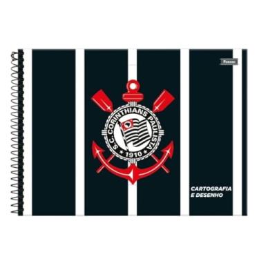Imagem de Foroni Caderno de Desenho e Cartografia Corinthians, Capa Dura, 80 Folhas, 275 x 200 mm, Espiral Preto, Laminação Brilho