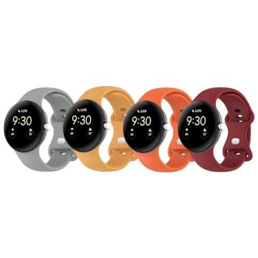 Imagem de 4 pulseiras de relógio compatíveis com o Google Pixel Watch 2/1 de silicone macio esportivas, pulseiras de reposição para relógio, acessórios para mulheres e homens