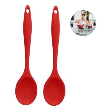 Imagem de 2X Kit 2 Colheres De Silicone Cozinha Arroz Alta Qualidade