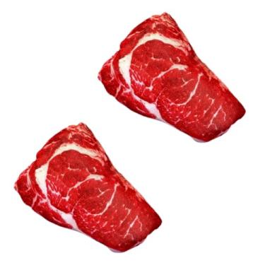 Imagem de Wentoenapp 2 peças de brinquedo de pelúcia para cães com bife realista, brinquedo macio para mastigar animais de estimação em forma de comida para cães pequenos, médios e mastigadores não agressivos