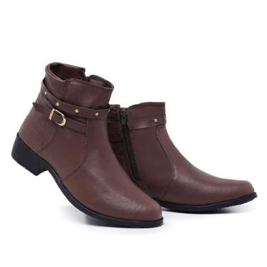 Imagem de Bota Coturno Feminino Moderno Cano Baixo Salto Baixo Sola Reta - Gmm S