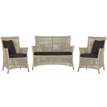 Imagem de Jogo Sofá E 2 Poltronas Igapó Alumínio Marrom E9 Trama Rami