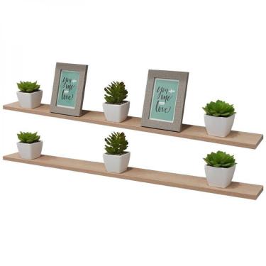 Imagem de Kit 2 Prateleiras 90X15cm Carvalho com Suporte Invisível