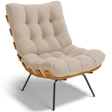 Imagem de Poltrona Decorativa Costela L02 Suede Bege - Lyam Decor