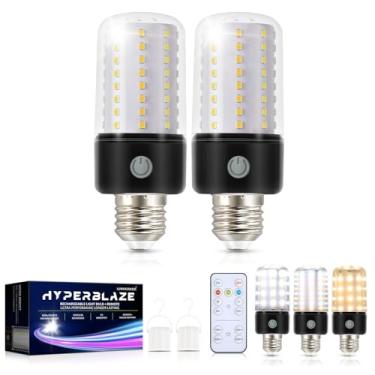 Imagem de LUXKAZSAZZI Lâmpada Hyperblaze Operada Por Bateria, Milho Superbrilhante De 72 Leds Com Ampla Gama Cores E 3 Reguláveis, Lâmpadas Recarregáveis Controle Remoto Para Arandelas Sem Fio, Pacote 2