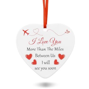 Imagem de Presentes de relacionamento de longa distância para ela, namorado, enfeites de árvore de Natal para esposa, marido, presente de aniversário para ele, marido, namorada, eu te amo mais do que as milhas