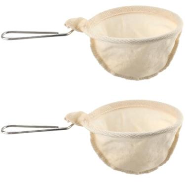 Imagem de CREATCABIN 2 peças de filtro reutilizável de algodão filtros de café de algodão coador de chá coador de chá coador de funil gotejador com alça de aço inoxidável para escritório em casa manual