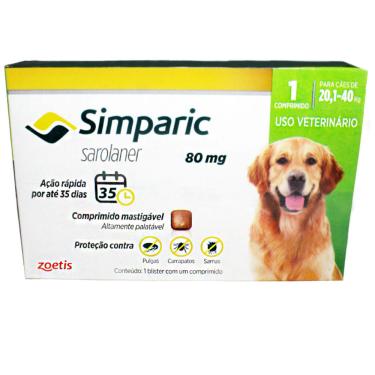 Imagem de Antipulgas Simparic 80mg Cães 20-40kg - Proteção 35 dias