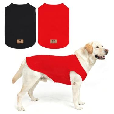Imagem de KOOLTAIL Roupas para meninos para cães grandes, pacote com 2 camisetas quentes de algodão para outono/inverno, casacos para uso ao ar livre, proteção UV e contra insetos, antiqueda de pelos e leve