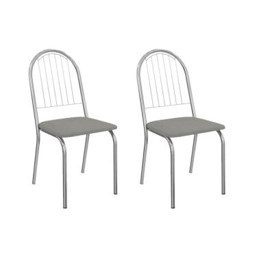 Imagem de Cadeira De Cozinha Noruega 2c077cr Aço Kit 2 Un Cromado-boucle Cinza - Kappesberg
