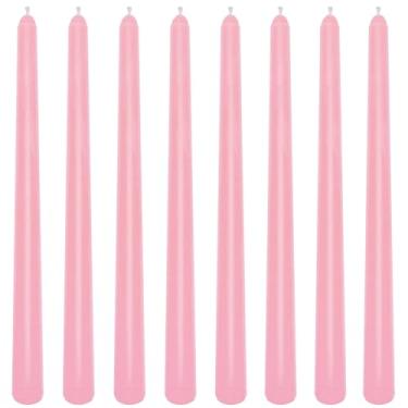 Imagem de Pacote com 8 velas de 25,4 cm rosa pálido e suave castiçais com gotejamento sem cheiro de 10 polegadas para decoração de casa, queima de 6 a 7 horas