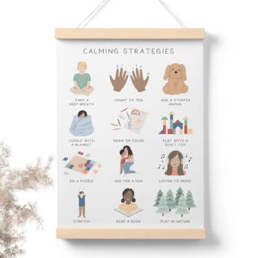 Imagem de PaJiaNi Calming Strategies Pôster suspenso de conscientização sobre saúde mental, pôsteres de saúde mental para decoração de arte de parede infantil, para sala de aula Calm Down Corner School