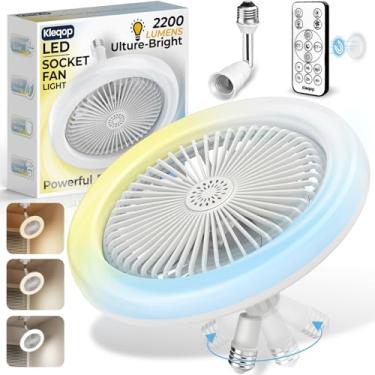 Imagem de Encaixe de baioneta para ventilador de teto, ventilador de lâmpada LED 2200LM com controle remoto e adaptador, ventilador de teto pequeno parafuso, ventilador de lâmpada E27, ventiladores de teto com