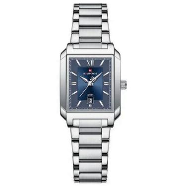 Imagem de Relógio De Pulso Feminino Pulseira Aço Inoxidável Casual 30m à Prova D´agua Azul