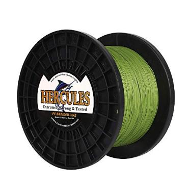 Imagem de Hercules linha de pesca trançada super fundida 8 fios de 10 lb a 300 lb teste para água salgada, 109/328/547/1094 jardas (100 m/300 m/500 m/1000 m), diamante.#0,12 mm-1,2 mm, desempenho de alto nível, cores variadas, Army Green, 300LB-1.20MM-1094YDS(1000M)-8 STRANDS