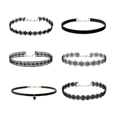 Imagem de Colar gargantilha preta para mulheres, acessórios de festa de Halloween, cosplay, colar gargantilha de veludo preto, joia gótica, One Size, Veludo, renda, Sem Pedra Preciosa