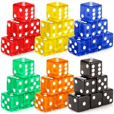 Imagem de Lemicin 36 Piece Casino Style Craps Dice Sets 19mm Acrylic Translucent D6 Dice Square Rounded Edge for Casino Craps Table Games and Board Games Party Bar Entertainment Math Teaching Supplies