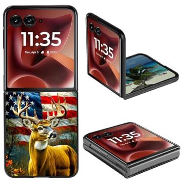 Imagem de BPQOJB Capa protetora para Galaxy Z Flip 7 com estampa de veado com bandeira fofa e fina em policarbonato rígido à prova de choque para Samsung Galaxy Z Flip 7 de 6,9 polegadas 2025