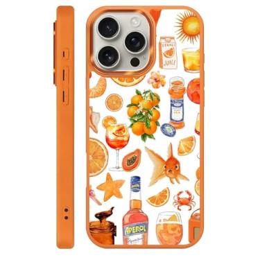 Imagem de Zhhoya Capa para iPhone 16 Pro Max, estampa de colagem de suco de peixe laranja compatível com MagSafe capa rígida protetora para mulheres, homens, meninos e meninas