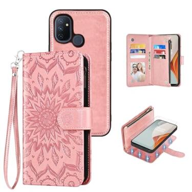 Imagem de Capa de celular para OnePlus Nord N100 carteira magnética destacável com protetor de tela alça transversal alça flip porta-cartões One Plus N 100 4G 1 Plus 1 plus One+ 100N ouro rosa