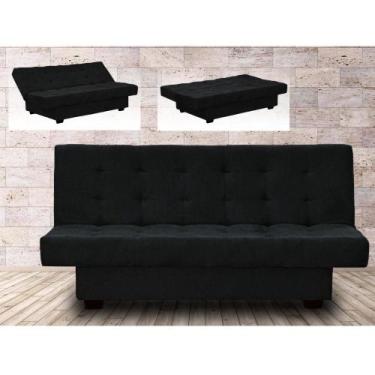 Imagem de Sofá Cama Laila com Pés em Alumínio - Suede Amassado Preto - Matrix, P