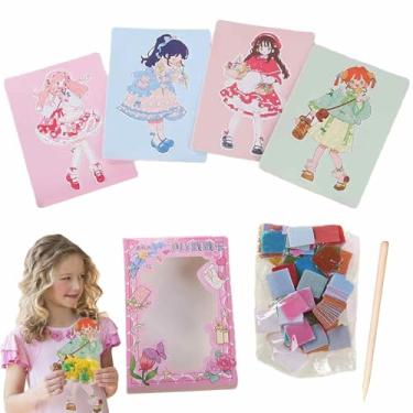 Imagem de Pokes Art Toys, livro de adesivos de princesa - Faça seus próprios livros de adesivos de princesa - Livro de atividades com adesivos de quebra-cabeça criativo, kit de artesanato infantil, brinquedos d
