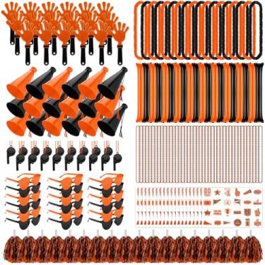 Imagem de Soulchen 540 peças laranja preto escola espírito de equipe acessórios a granel Team Spirit Day sortido pau de trovão apito apito de mão megafone torcida pompons óculos adesivo para esportes