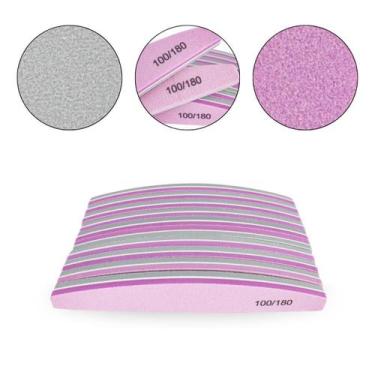 Imagem de Kit 10 Lixa Bumerangue Buffer 100/180 Polidora Unhas De Gel - Arte Sed