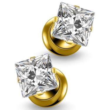 Imagem de Pexveiuu Túneis alargadores de orelha de titânio dourado 8G para orelha calibre 8 duplo alargado parafuso atrás ajuste túnel brinco hipoalergênico grau implante médico piercing joias mulheres homens 3