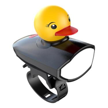 Imagem de Lanterna de chifre de ciclismo | Luz LED recarregável 2 em 1 e sino de pato de borracha | Acessórios de segurança para ciclismo com 3 modos de iluminação, sirene de guidão para andar à noite
