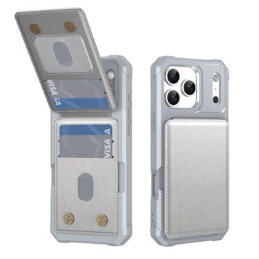 Imagem de Capa carteira compatível com Apple iPhone 17 Pro Max com 4 porta-cartões, bloqueio de RFID, couro PU premium, suporte interno, fecho magnético, capa traseira protetora robusta para homens e mulheres