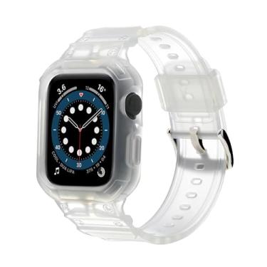 Imagem de Pulseira compatível com Apple Watch Série 11 Série 10 de 46 mm e 42 mm com capa, capa protetora resistente à prova de choque com pulseira de silicone macio de substituição para homens e mulheres