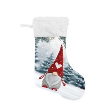 Imagem de GakkiGii Gnomos de Natal Grande Meia de Natal, Decoração de Natal para Parede de Lareira e Árvore, 45 cm x 31 cm