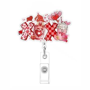 Imagem de Carretel de crachá engraçado para dia dos namorados, clipe retrátil para enfermeira, médico, coração vermelho, crachá, identidade, enfermeira, carretéis de acrílico, jacaré, para professores de