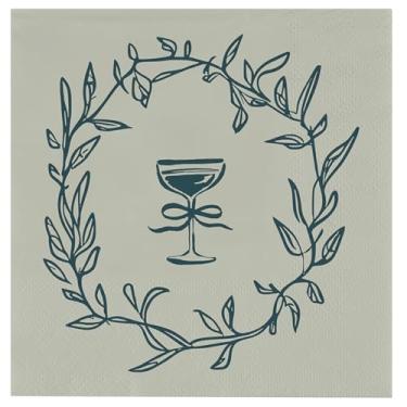 Imagem de Santa Barbara Design Studio Guardanapo de coquetel - Pacote com 20 guardanapos descartáveis de papel para bebidas, 12,7 cm x 12,7 cm, taça de vinho com laço
