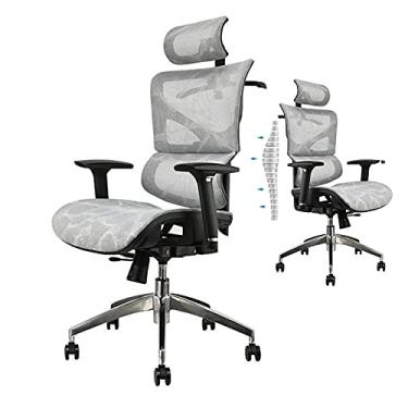 Imagem de Cadeira de escritório reclinável, suporte de cadeira de malha para dor lombar, cadeira de mesa de computador com rodas respirável cadeira de escritório ajustável 3D descanso de braço encosto alto com