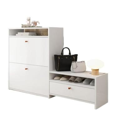 Imagem de Sapateira Organizadora Com Prateleira e Gaveta Basculante Hall de Entrada (Diamante Branco)