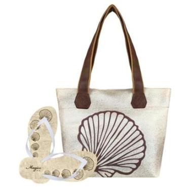 Imagem de Bolsa Feminina Praia Com Alto Relevo 3D Chinelo Slim Palha Magicc BCH-245-Feminino