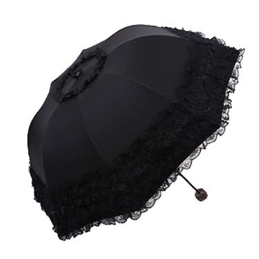 Imagem de Guarda-chuva dobrável à prova de ultravioleta com renda princesa Honeystore antiUV cúpula parasol, Style1 Black