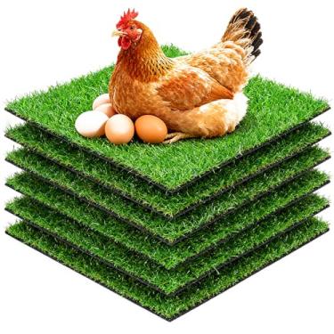 Imagem de DOTUHAO Almofadas de nidificação de galinhas, 30,5 x 30,5 cm, almofadas de nidificação para galinheiro, pacote com 6 tapetes laváveis de grama artificial, tapete de grama sintética, almofada de caixa