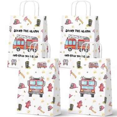 Imagem de Decorações de festa de aniversário de caminhão de bombeiros, sacos de brindes para crianças, material de festa com tema de caminhão de bombeiros