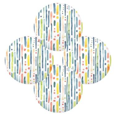 Imagem de Wassud Jogo americano conjunto de 4 pinceis de aquarela tapetes redondos para cozinha e jantar tapetes laváveis resistentes ao calor para decoração de mesa 39 cm